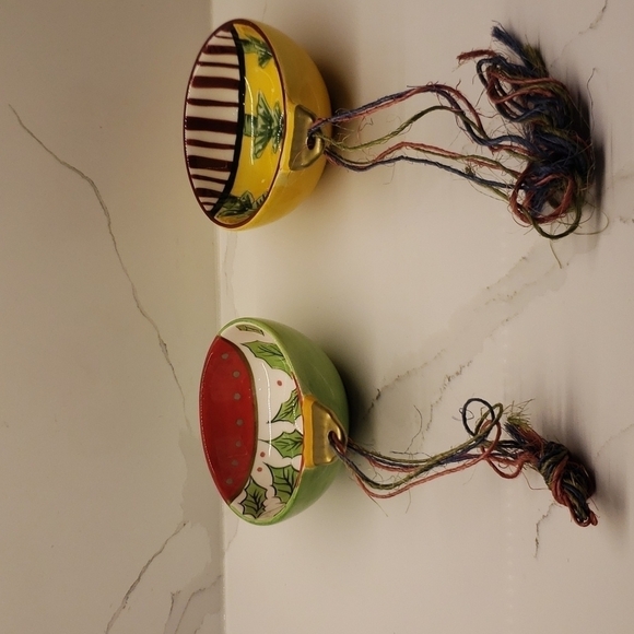 𝅺set of 2 Dulcero De Esfera ceramic Christmas soup cereal bowl ornament bowl - Picture 7 of 12